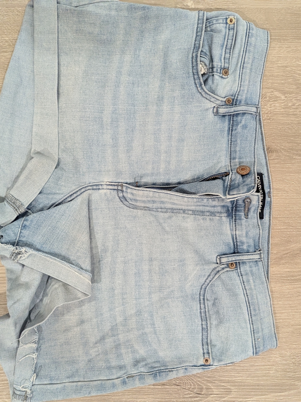 Calvin Klein Jeans Light Blue Cropped Denim Shorts